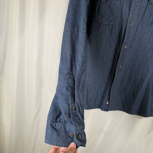 North Face Shirt Men's Large Blue Long Sleeve Button Up 100% Cotton - Picture 5 of 10